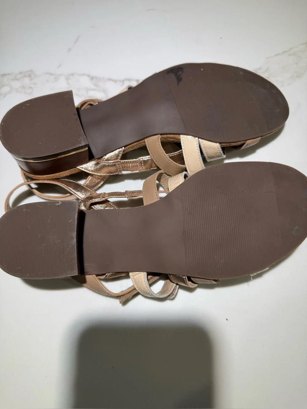 ROZ HAMMERSON Breeze Leather Sandals, Cushioned, Brown/Tan/Cream Size 9N